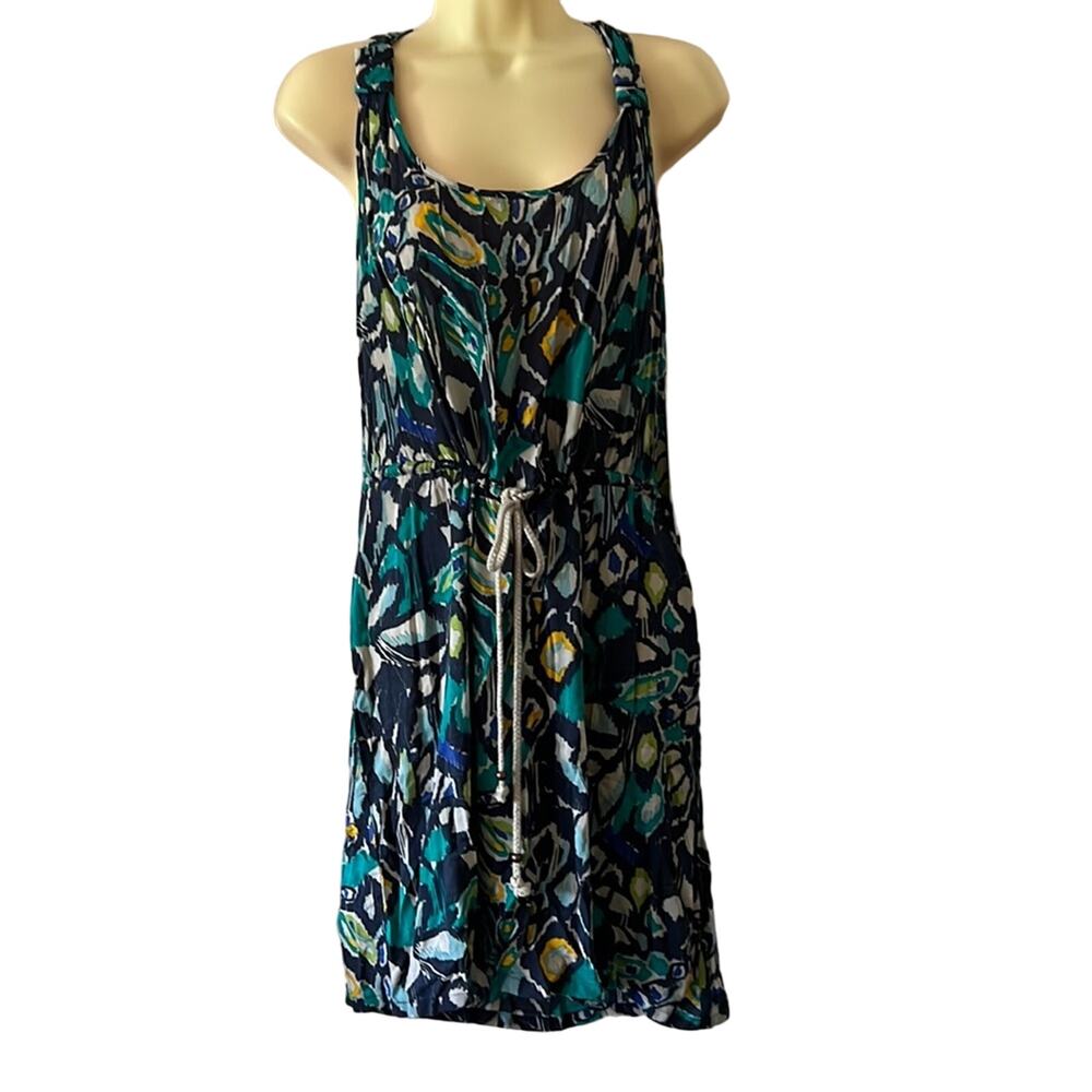 Calvin Klein Jeans Size Large Abstract Print Viscose Summer Dress T Back